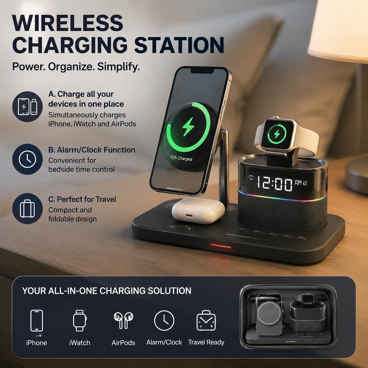Smart Home Office - Magnetic Wireless Charging Station for Phone