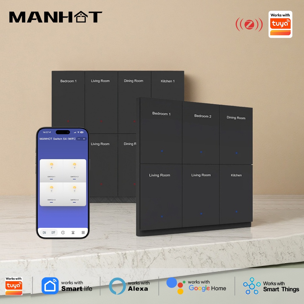 Smart Home Lighting Control - Manhot DIY Name Switch Zigbee Smart