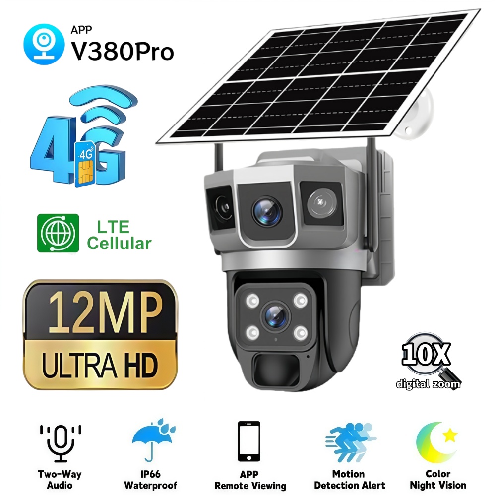Smart Home Outdoor Camera - 4G Camera Outdoor Solar Surveillance Camera