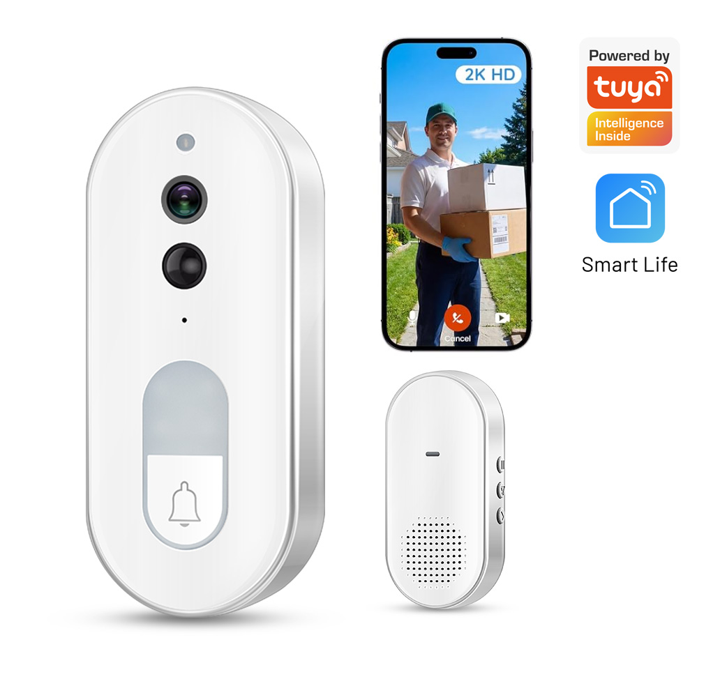 Smart Home Outdoor Camera - Tuya Smart Video Doorbell Wireless 1080P