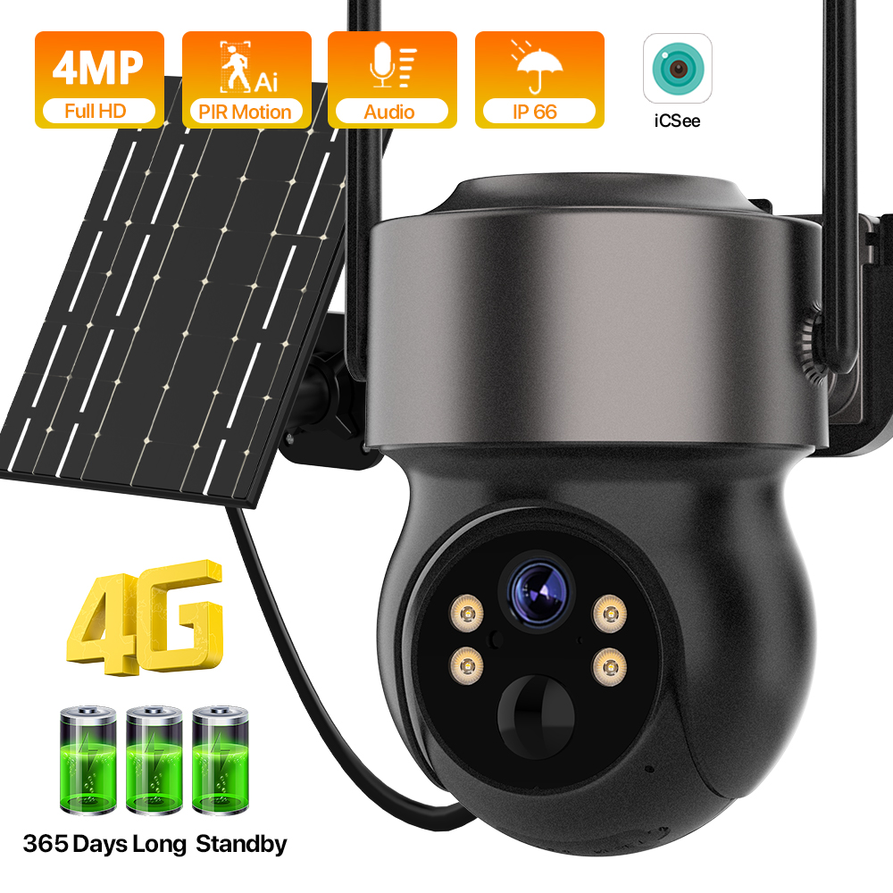 Smart Home Cctv - 4MP 4G SIM Solar Battery Powered
