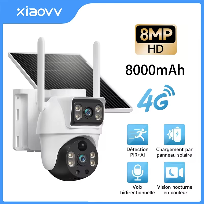 Smart Home Outdoor Camera - XIAOVV 8MP Solar Camera 4G SIM