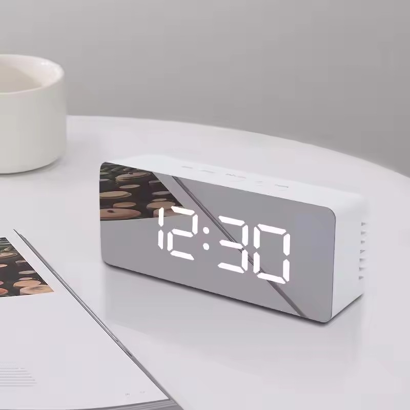 Smart Home Retrofit - 1Pc White Digital Clock LED Mirror