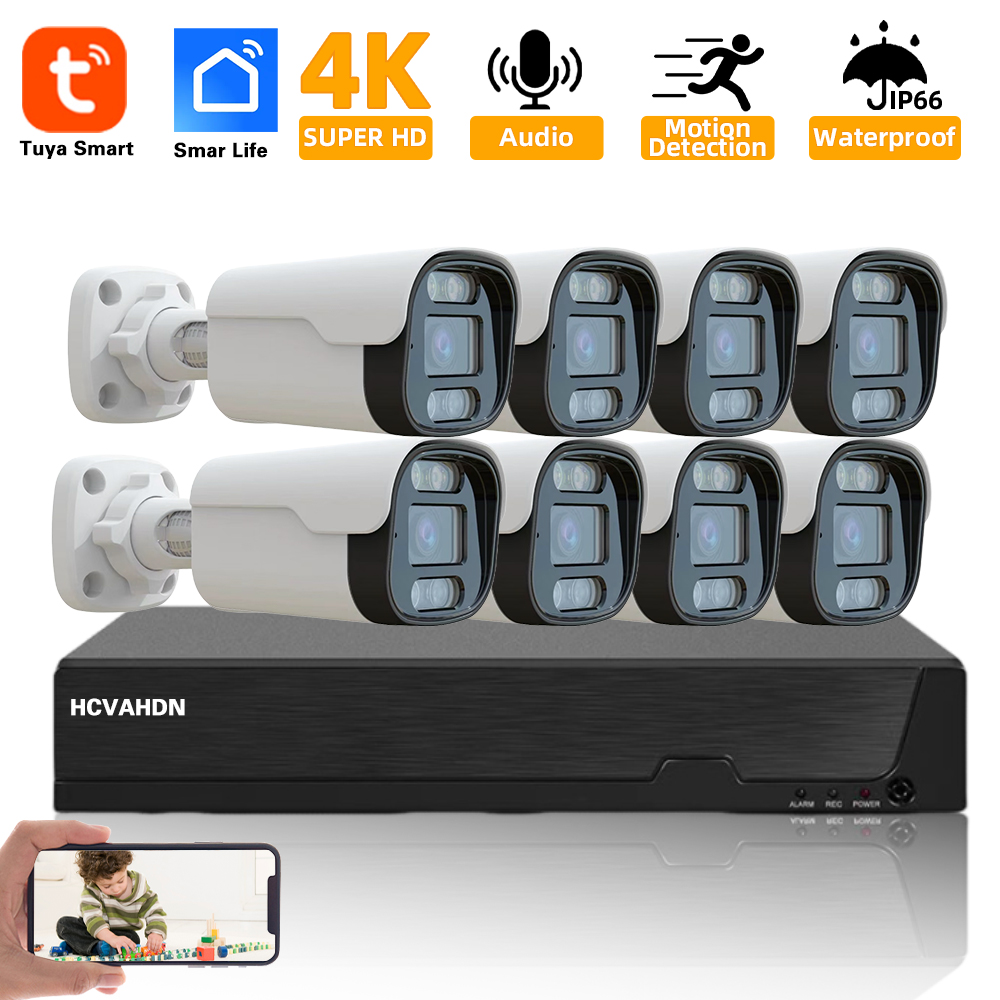 Smart Home Outdoor Camera - 4K 8MP TUYA Security Kit 8CH