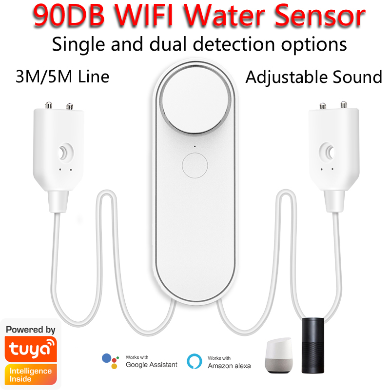 Wifi Water Leak Detector - 3M/5M WiFi Water Leak Detector 90DB