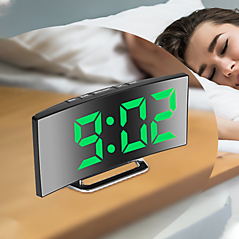Smart Home Retrofit - LED Digital Alarm Clock Curved Screen