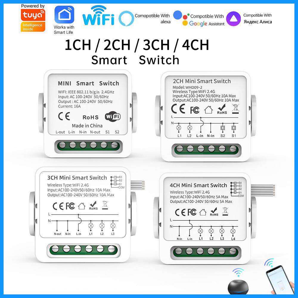 Tuya WiFi Smart Switch 1/2/3/4 - đánh giá và giá Smart Home Lighting Control