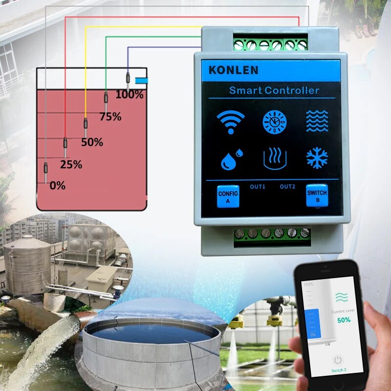 KONLEN Tuya Water Level Sensor - đánh giá và giá Wifi Water Leak Detector