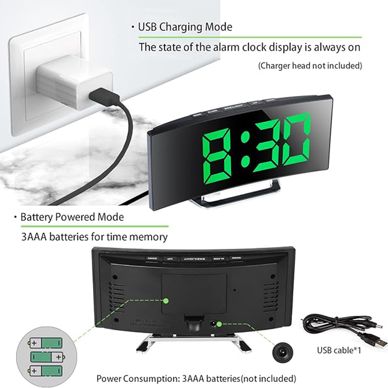 LED Digital Alarm Clock Curved - đánh giá và giá Smart Home Retrofit